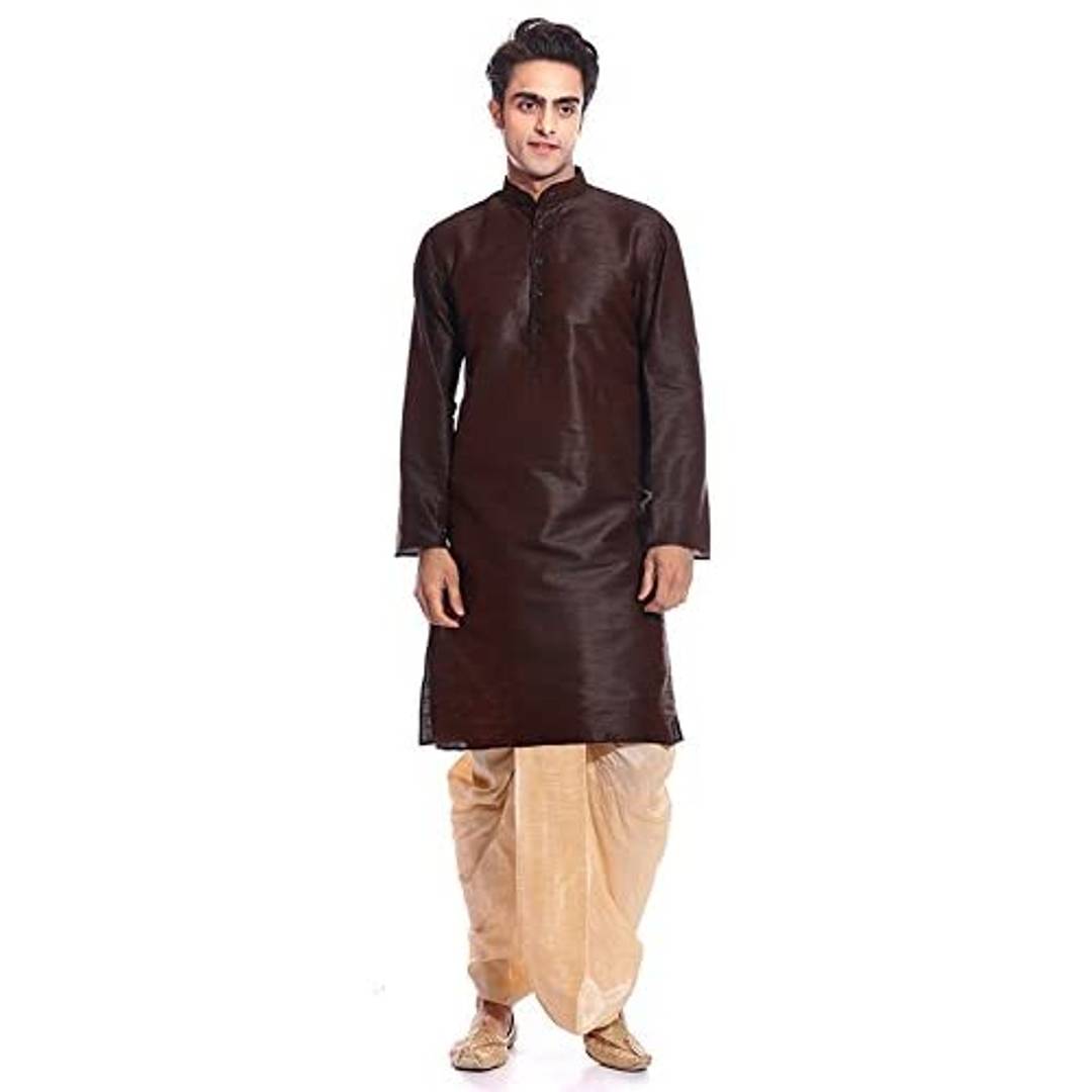 MAG Men's Silk Regular Kurta Dhoti (RG-1565-$JA_Red)